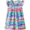 image:imageDXTON Toddler Girls Dress Summer Floral Short Sleeve Casual Dress for Little Kids 38 Years Aline Sundress for School PlayRainbow Fishscales Printed