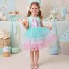 image:imageDXTON Toddler Tutu Dress Girls Sleeveless Tiered Tulle Princess Skirt Pastel Birthday Party Dresses for Kids 38YPastel Mint Horse