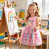 image:imageDXTON Toddler Tutu Dress Girls Sleeveless Tiered Tulle Princess Skirt Pastel Birthday Party Dresses for Kids 38YRainbow Butterfly
