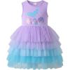 image:imageDXTON Toddler Tutu Dress Girls Sleeveless Tiered Tulle Princess Skirt Pastel Birthday Party Dresses for Kids 38YPurple Tail