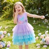 image:imageDXTON Toddler Tutu Dress Girls Sleeveless Tiered Tulle Princess Dress 38Y  Cotton Bodice Pastel Layered Skirt with Lining Birthday Party Dresses for Little KidsPurple Tail
