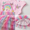 image:imageDXTON Toddler Tutu Dress Girls Sleeveless Tiered Tulle Princess Dress 38Y  Cotton Bodice Pastel Layered Skirt with Lining Birthday Party Dresses for Little KidsRainbow Butterfly