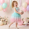 image:imageDXTON Toddler Tutu Dress Girls Sleeveless Tiered Tulle Princess Dress 38Y  Cotton Bodice Pastel Layered Skirt with Lining Birthday Party Dresses for Little KidsPastel Mint Horse