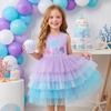 image:imageDXTON Toddler Tutu Dress Girls Sleeveless Tiered Tulle Princess Dress 38Y  Cotton Bodice Pastel Layered Skirt with Lining Birthday Party Dresses for Little KidsPurple Tail