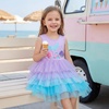 image:imageDXTON Toddler Tutu Dress Girls Sleeveless Tiered Tulle Princess Dress 38Y  Cotton Bodice Pastel Layered Skirt with Lining Birthday Party Dresses for Little KidsPurple Tail