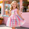 image:imageDXTON Toddler Tutu Dress Girls Sleeveless Tiered Tulle Princess Dress 38Y  Cotton Bodice Pastel Layered Skirt with Lining Birthday Party Dresses for Little KidsRainbow Butterfly