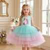 image:imageDXTON Toddler Tutu Dress Girls Sleeveless Tiered Tulle Princess Dress 38Y  Cotton Bodice Pastel Layered Skirt with Lining Birthday Party Dresses for Little KidsPastel Mint Horse