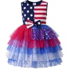 image:imageDXTON Toddler Tutu Dress Girls Sleeveless Tiered Tulle Princess Dress 38Y  Cotton Bodice Pastel Layered Skirt with Lining Birthday Party Dresses for Little KidsRed Blue Flag