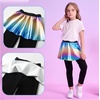 image:imageDXTON Toddler Girls Tutu Leggings with Skirt Ruffle Footless Skirted PantsMetallic Rainbow