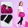 image:imageDXTON Toddler Girls Tutu Leggings with Skirt Ruffle Footless Skirted PantsMetallic Rose