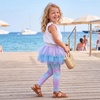 image:imageDXTON Toddler Girls Tutu Leggings with Skirt Ruffle Footless Skirted PantsPastel Blue Purple