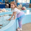 image:imageDXTON Toddler Girls Tutu Leggings with Skirt Ruffle Footless Skirted PantsPastel Blue Purple