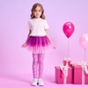 image:imageDXTON Toddler Girls Tutu Leggings with Skirt Ruffle Footless Skirted PantsRose Red