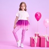 image:imageDXTON Toddler Girls Tutu Leggings with Skirt Ruffle Footless Skirted PantsRose Red