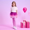 image:imageDXTON Toddler Girls Tutu Leggings with Skirt Ruffle Footless Skirted PantsRose Red