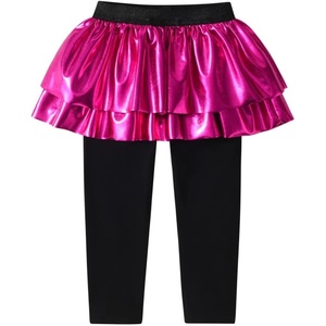 image:imageDXTON Toddler Girls Tutu Leggings with Skirt Ruffle Footless Skirted PantsMetallic Rose