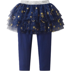 image:imageDXTON Toddler Girls Tutu Leggings with Skirt Ruffle Footless Skirted PantsNavy Moon Star