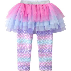 image:imageDXTON Toddler Girls Tutu Leggings with Skirt Ruffle Footless Skirted PantsPink Purple