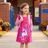 image:imageDXTON Toddler Girls Winter Long Sleeve Dress Rainbow Cotton Dresses 38YHot Pink Horse