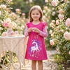 image:imageDXTON Toddler Girls Winter Long Sleeve Dress Rainbow Cotton Dresses 38YHot Pink Horse
