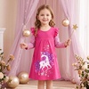 image:imageDXTON Toddler Girls Winter Long Sleeve Dress Rainbow Cotton Dresses 38YHot Pink Horse