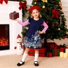 image:imageDXTON Toddler Girls Winter Long Sleeve Dress Rainbow Cotton Dresses 38YNavy Snowflakes