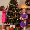 image:imageDXTON Toddler Girls Winter Long Sleeve Dress Rainbow Cotton Dresses 38YPurple Ballet Girl