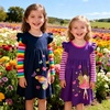 image:imageDXTON Toddler Girls Winter Long Sleeve Dress Rainbow Cotton Dresses 38YPurple Ballet Girl