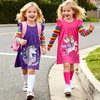 image:imageDXTON Toddler Girls Winter Long Sleeve Dress Rainbow Cotton Dresses 38YPurple Stripe Horse