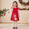 image:imageDXTON Toddler Girls Winter Long Sleeve Dress Rainbow Cotton Dresses 38YRed Reindeer