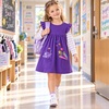 image:imageDXTON Toddler Girls Winter Long Sleeve Dress Rainbow Cotton Dresses 38YPurple Planet Print