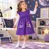 image:imageDXTON Toddler Girls Winter Long Sleeve Dress Rainbow Cotton Dresses 38YPurple Planet Print