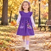 image:imageDXTON Toddler Girls Winter Long Sleeve Dress Rainbow Cotton Dresses 38YPurple Planet Print