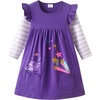image:imageDXTON Toddler Girls Winter Long Sleeve Dress Rainbow Cotton Dresses 38YPurple Planet Print