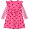image:imageDXTON Toddler Girls Winter Long Sleeve Dress Rainbow Cotton Dresses 38YRose Heart Print