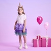 image:imageDXTON Girls Rainbow Tutu Skirt Elastic Waist Tulle Party Skirt Ages 310Purple
