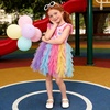 image:imageDXTON Girls Tutu Dress Short Sleeve Summer Party Outfit Ages 312Pink