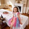image:imageDXTON Girls Tutu Dress Short Sleeve Summer Party Outfit Ages 312White