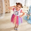 image:imageDXTON Girls Tutu Dress Short Sleeve Summer Party Outfit Ages 312White