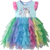 image:imageDXTON Girls Tutu Dress Short Sleeve Summer Party Outfit Ages 312Green